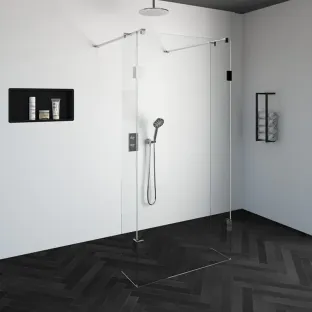 Brauer Complete Profileless Walk-in Shower - Freestanding - 100x200 cm - 2 side walls of 30 cm - Chrome