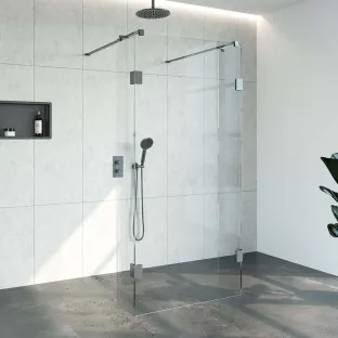 Brauer Complete Profileless Walk-in Shower - Freestanding - 100x200 cm - 2 side walls of 30 cm - Gunmetal