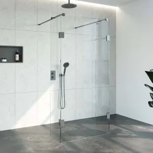 Brauer Complete Profileless Walk-in Shower - Freestanding - 100x200 cm - 2 side walls of 40 cm - Gunmetal