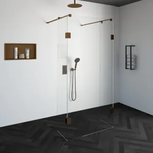 Brauer Complete Profileless Walk-in Shower - Freestanding - 100x200 cm - 2 side walls of 40 cm - Copper