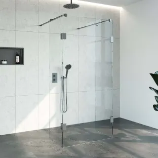 Brauer Complete Profileless Walk-in Shower - Freestanding - 100x200 cm - 2 side walls of 50 cm - Gunmetal