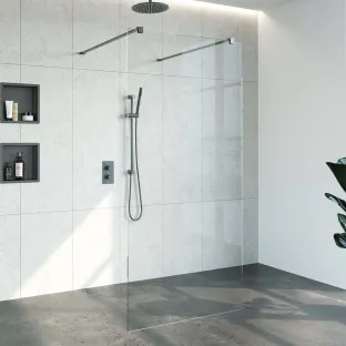 Brauer Complete Profileless Walk-in Shower - Freestanding - 100x200 cm - Gunmetal