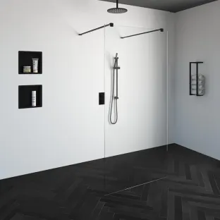 Brauer Complete Profileless Walk-in Shower - Freestanding - 100x200 cm - Matt black