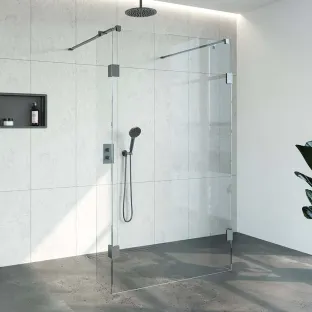 Brauer Complete Profileless Walk-in Shower - Freestanding - 120x200 cm - 2 side walls of 30 cm - Gunmetal