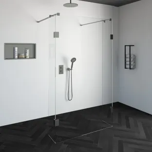 Brauer Complete Profileless Walk-in Shower - Freestanding - 120x200 cm - 2 side walls of 30 cm - Brushed stainless steel
