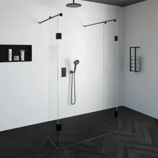 Brauer Complete Profileless Walk-in Shower - Freestanding - 120x200 cm - 2 side walls of 40 cm - Matt black