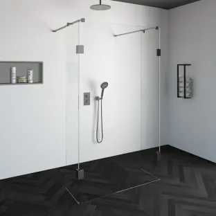 Brauer Complete Profileless Walk-in Shower - Freestanding - 120x200 cm - 2 side walls of 40 cm - Brushed stainless steel