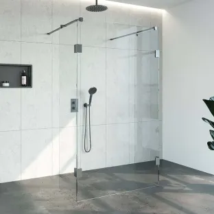 Brauer Complete Profileless Walk-in Shower - Freestanding - 120x200 cm - 2 side walls of 50 cm - Gunmetal