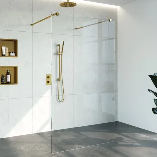 Brauer Complete Profileless Walk-in Shower - Freestanding - 120x200 cm - Gold