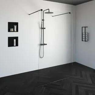 Brauer Complete Profileless Walk-in Shower - Freestanding - 120x200 cm - Matt black