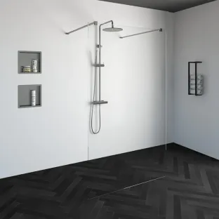 Brauer Complete Profileless Walk-in Shower - Freestanding - 120x200 cm - Brushed stainless steel