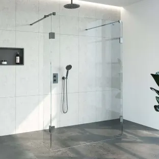 Brauer Complete Profileless Walk-in Shower - Freestanding - 140x200 cm - 2 side walls of 30 cm - Gunmetal