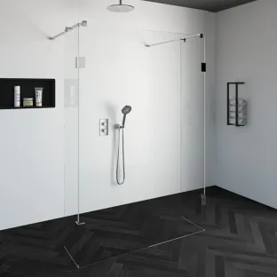 Brauer Complete Profileless Walk-in Shower - Freestanding - 140x200 cm - 2 side walls of 40 cm - Chrome