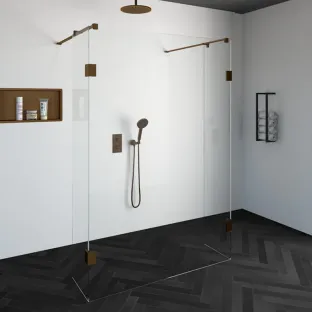 Brauer Complete Profileless Walk-in Shower - Freestanding - 140x200 cm - 2 side walls of 40 cm - Copper