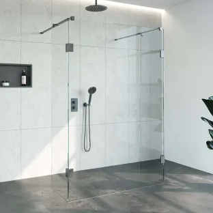 Brauer Complete Profileless Walk-in Shower - Freestanding - 140x200 cm - 2 side walls of 50 cm - Gunmetal