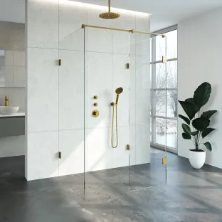 Brauer Complete Profileless Walk-in Shower XL - 100x120 cm - Gold