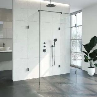 Brauer Complete Profileless Walk-in Shower XL - 100x120 cm - Gunmetal