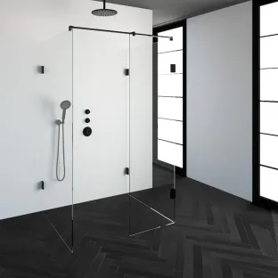 Brauer Complete Profileless Walk-in Shower XL - 100x120 cm - Matt black