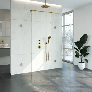 Brauer Complete Profileless Walk-in Shower XL - 100x140 cm - Gold