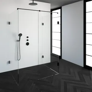 Brauer Complete Profileless Walk-in Shower XL - 100x140 cm - Matt black