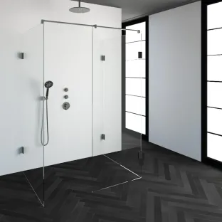 Brauer Complete Profileless Walk-in Shower XL - 100x140 cm - Brushed stainless steel