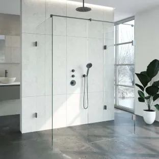 Brauer Complete Profileless Walk-in Shower XL - 100x160 cm - Gunmetal