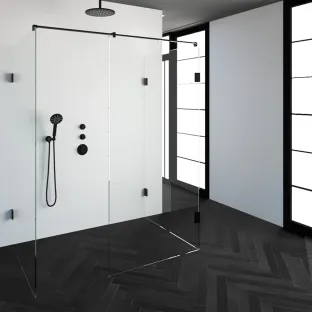 Brauer Complete Profileless Walk-in Shower XL - 100x160 cm - Matt black