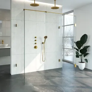 Brauer Complete Profileless Walk-in Shower XL - 100x180 cm - Gold