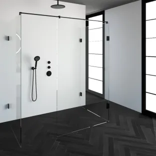 Brauer Complete Profileless Walk-in Shower XL - 100x180 cm - Matt black