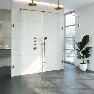 Brauer Complete Profileless Walk-in Shower XL - 100x200 cm - Gold