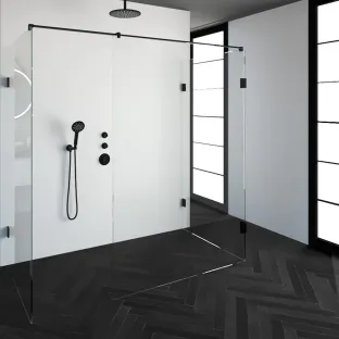 Brauer Complete Profileless Walk-in Shower XL - 100x200 cm - Matt black