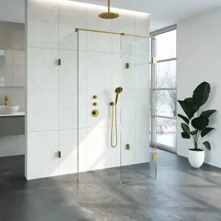 Brauer Complete Profileless Walk-in Shower XL - 80x120 cm - Gold