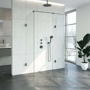 Brauer Complete Profileless Walk-in Shower XL - 80x120 cm - Gunmetal