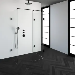 Brauer Complete Profileless Walk-in Shower XL - 80x120 cm - Matt black