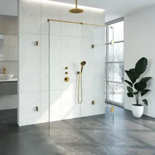 Brauer Complete Profileless Walk-in Shower XL - 80x140 cm - Gold