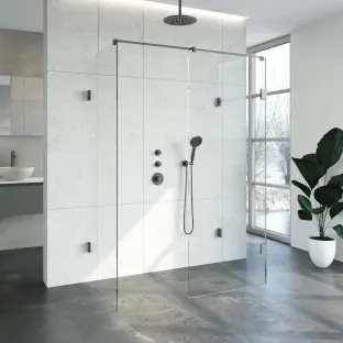 Brauer Complete Profileless Walk-in Shower XL - 80x140 cm - Gunmetal