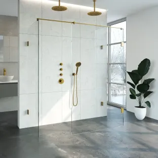 Brauer Complete Profileless Walk-in Shower XL - 80x180 cm - Gold