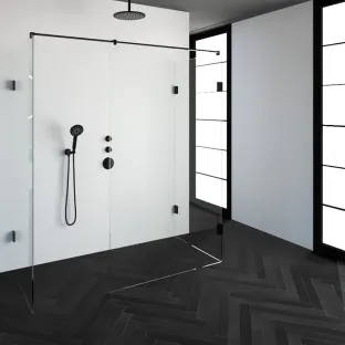 Brauer Complete Profileless Walk-in Shower XL - 80x180 cm - Matt black