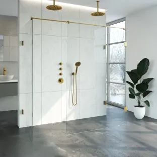 Brauer Complete Profileless Walk-in Shower XL - 80x200 cm - Gold