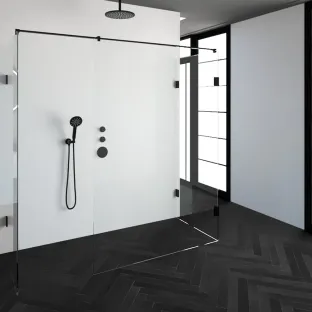 Brauer Complete Profileless Walk-in Shower XL - 80x200 cm - Matt black