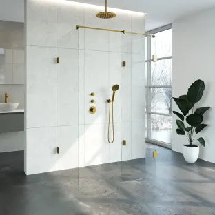 Brauer Complete Profileless Walk-in Shower XL - 90x120 cm - Gold