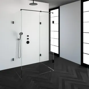 Brauer Complete Profileless Walk-in Shower XL - 90x120 cm - Matt black