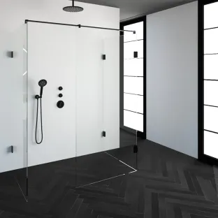 Brauer Complete Profileless Walk-in Shower XL - 90x160 cm - Matt black