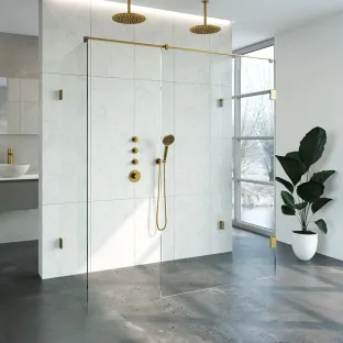 Brauer Complete Profileless Walk-in Shower XL - 90x180 cm - Gold