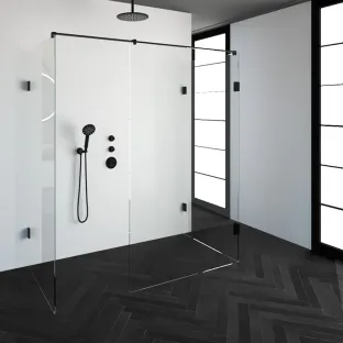 Brauer Complete Profileless Walk-in Shower XL - 90x180 cm - Matt black