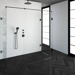 Brauer Complete Profileless Walk-in Shower XL - 90x200 cm - Matt black