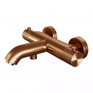 Brauer Copper Carving surface mounted bath shower thermostat tap - brushed copper PVD