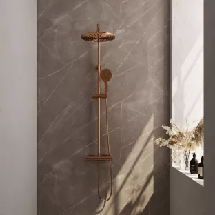 Brauer Copper Edition Rain shower set surface-mounted - main shower 30 cm - sliding bar - hand shower round 3 settings - brushed copper PVD