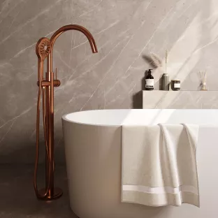 Brauer Copper Edition freestanding bath tap - 3-position hand shower - brushed copper pvd