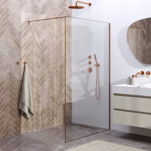 Brauer Copper Frame walk-in shower 120x200 cm with wall profile framed - brushed copper